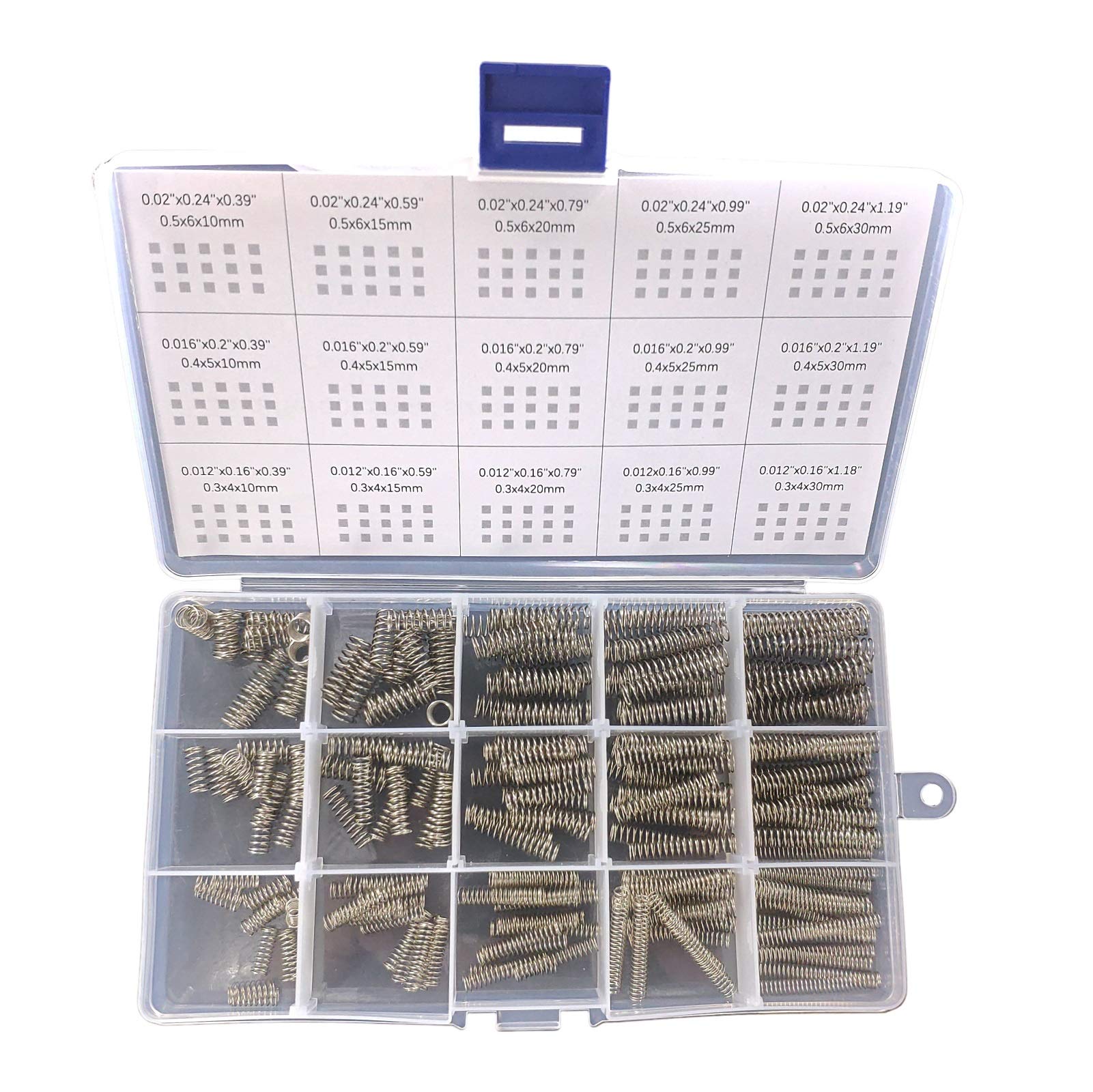 CREEYA Compression Springs Assortment Kit for Repairs, 15 Sizes 225pcs Mini Stainless Steel Springs, 0.39" to 1.18" Leng